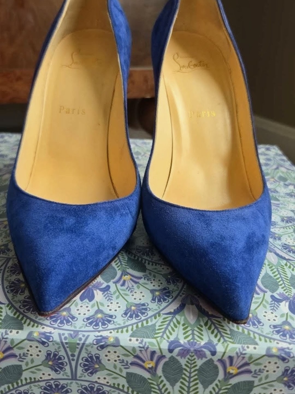 Christian Louboutin Pigalle Follies Blue Suede Pumps Size 39